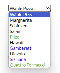 Auswahl verschiedener Pizzasorten