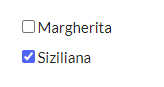 Kontrollkästchen für Pizza Margeritha und Siziliana