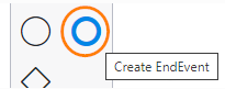 Ausschnitt aus der Workflow-Editorleiste mit dem Menüpunkt EndEvent