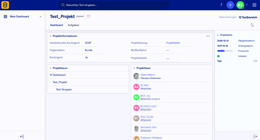 Projektübersicht in Easy8