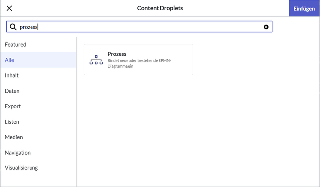 content droplets dialog showing the filtered result for the Process droplet