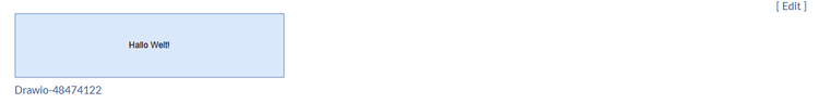 Diagramm mit einer quadratischen Form und der Beschriftung „Hallo Welt!“. Es zeigt auch einen Link zurDateiversionierungsseite.