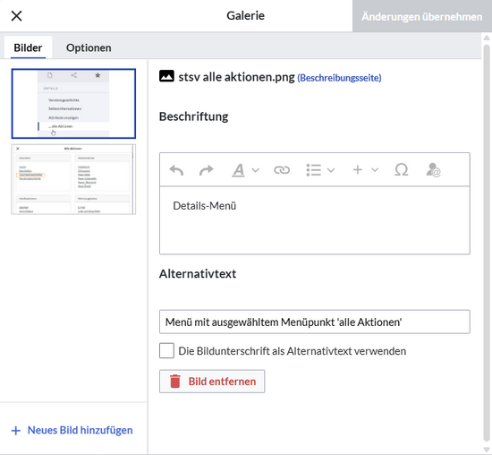 Beschreibung und Alternativtext von Galeriebild 1 im Bearbeitungsmodus.