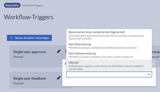 Dialogfenster zur Auswahl des Trigger-Typs