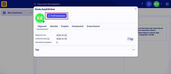 Profil bearbeiten in Easy8